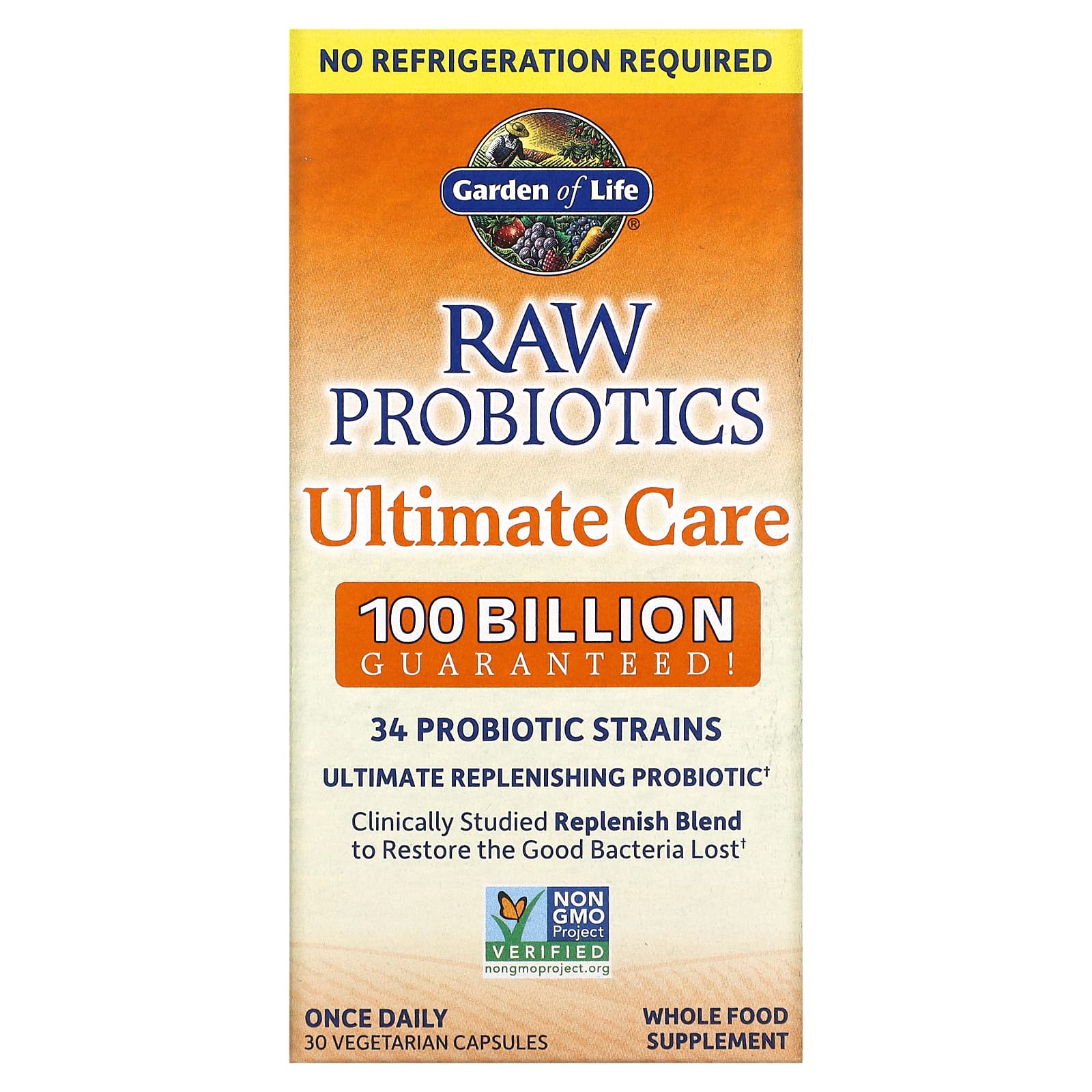 Garden of Life, Raw Probiotics Ultimate Care Shelf, 30 Vegetarian Capsules UPC 658010123334 | HiLife Vitamins